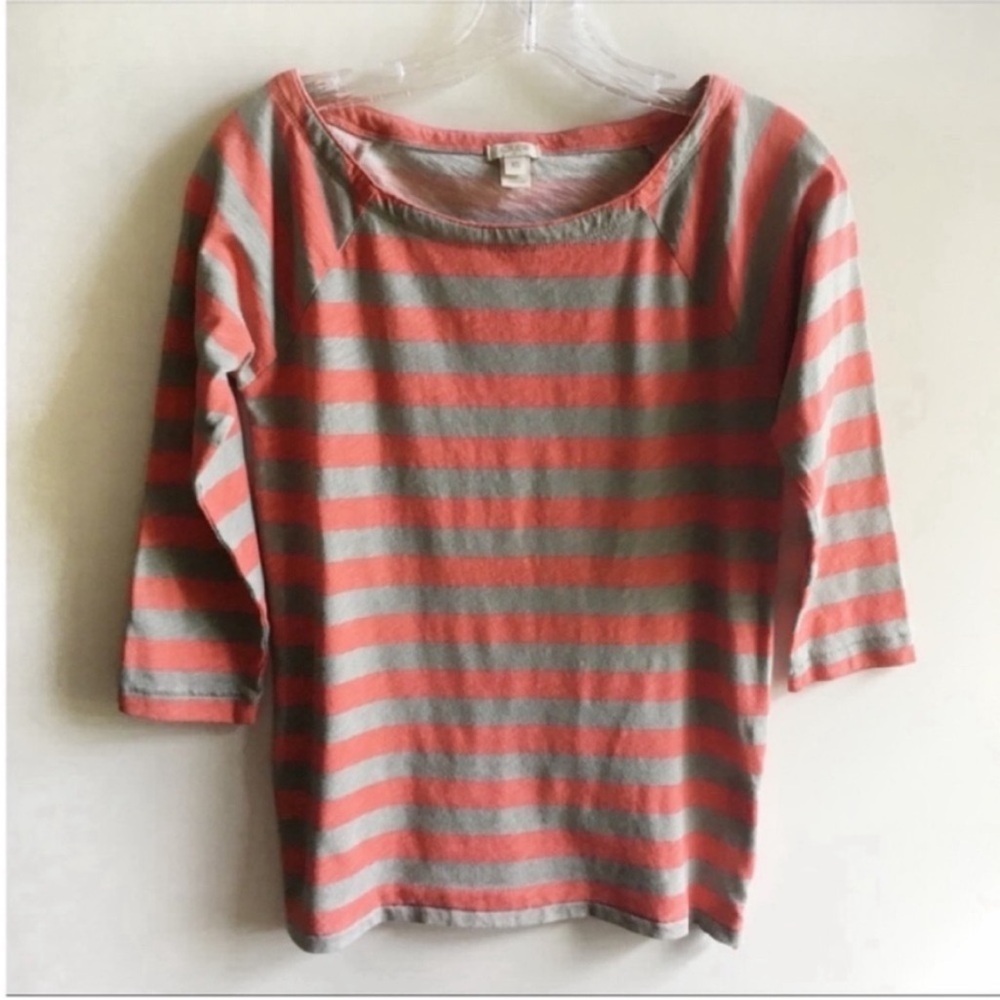 J. Crew Factory shirt striped 3/4 sleeve zippers